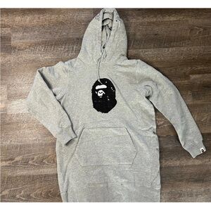 A Bathing Ape College Sequence Logo Pullover Hoodie Size Small Long Gray